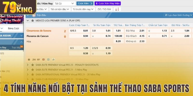 4 tính năng nổi bật tại sảnh thể thao Saba Sports 