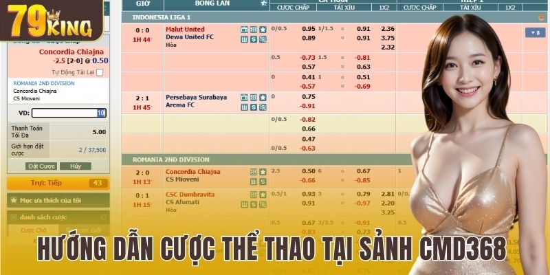 Hướng dẫn cược thể thao tại sảnh CMD368 chi tiết