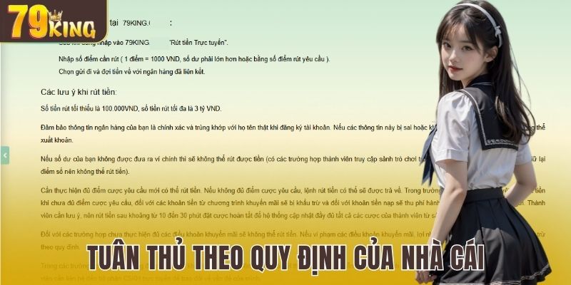 Tuân thủ quy định của nhà cái để rút tiền 79King được suôn sẻ